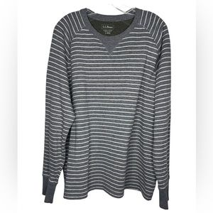 L.L. Bean men’s long sleeve striped shirt gray with white stripes - size Large